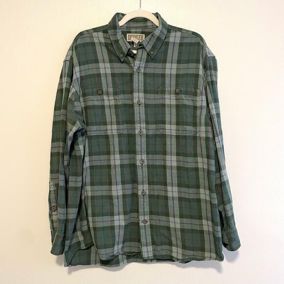 Duluth Men's Size L Green Plaid Flannel Shirt Button Up Long Sleeves - Picture 1 of 5